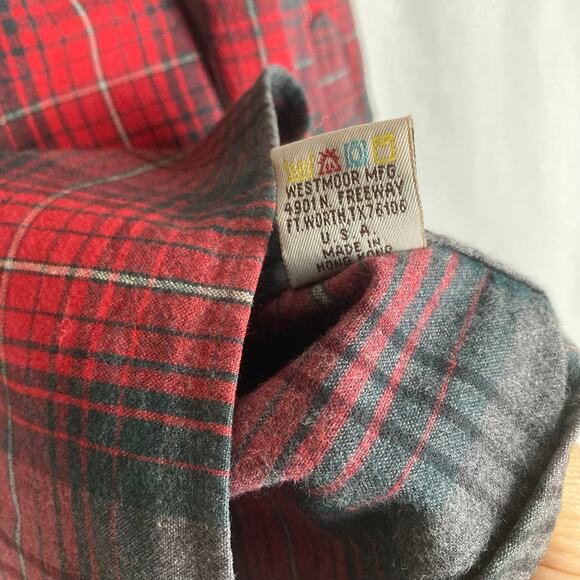Powder River Button Shirt Men XL Red Gray Plaid Flannel Pearl Snap 100% Cotton - Picture 7 of 10